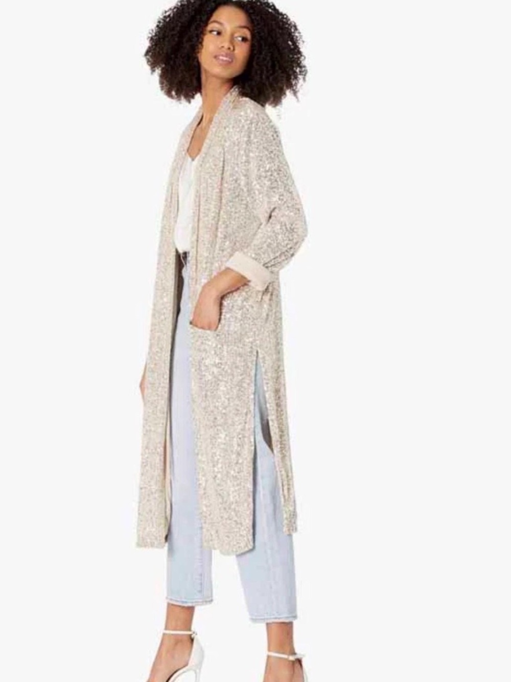 Steve Madden Rose-Gold Sequin Kimono-Style Robe